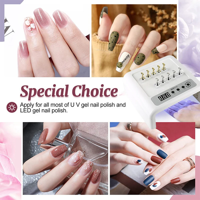 Składana lampa UV LED do paznokci z 72 diodami LED, suszarka do paznokci o dużej mocy, szybkie utwardzanie żelu do paznokci, wielofunkcyjna lampa do zdobienia paznokci.