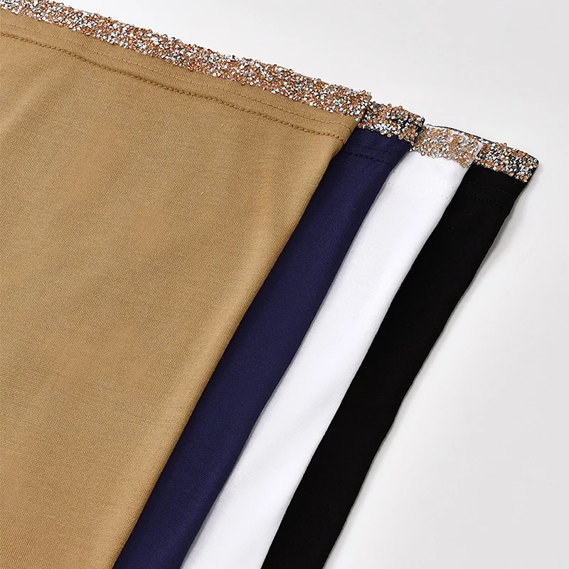 4/قطعة مشروط القطن حجر الراين Undercap بسط الحجاب عادي لينة بونيه المرأة المسلمة مرونة الحجاب الداخلي عمامة الإسلام underscarf