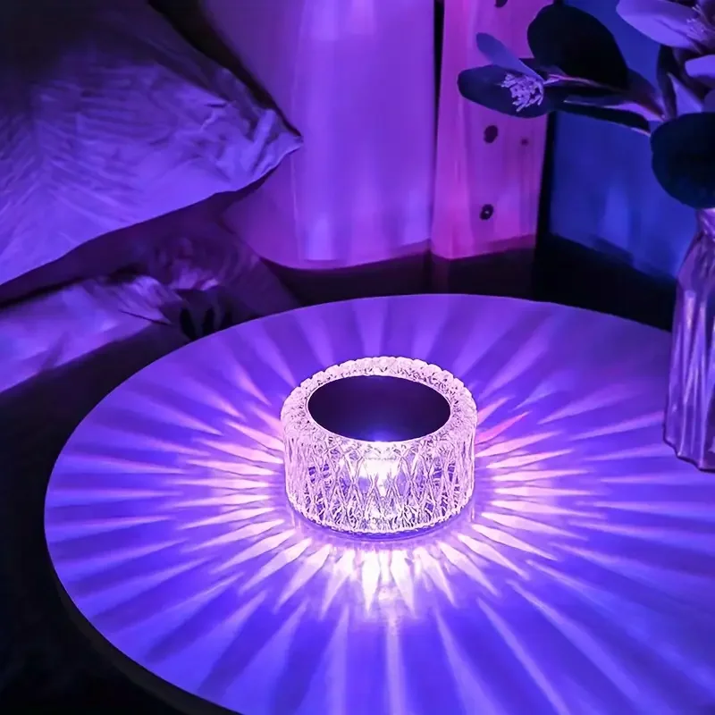 1PC Crystal Table Lamp RGB16 Color Touch-tone USB Charging Decorative Table Lamp