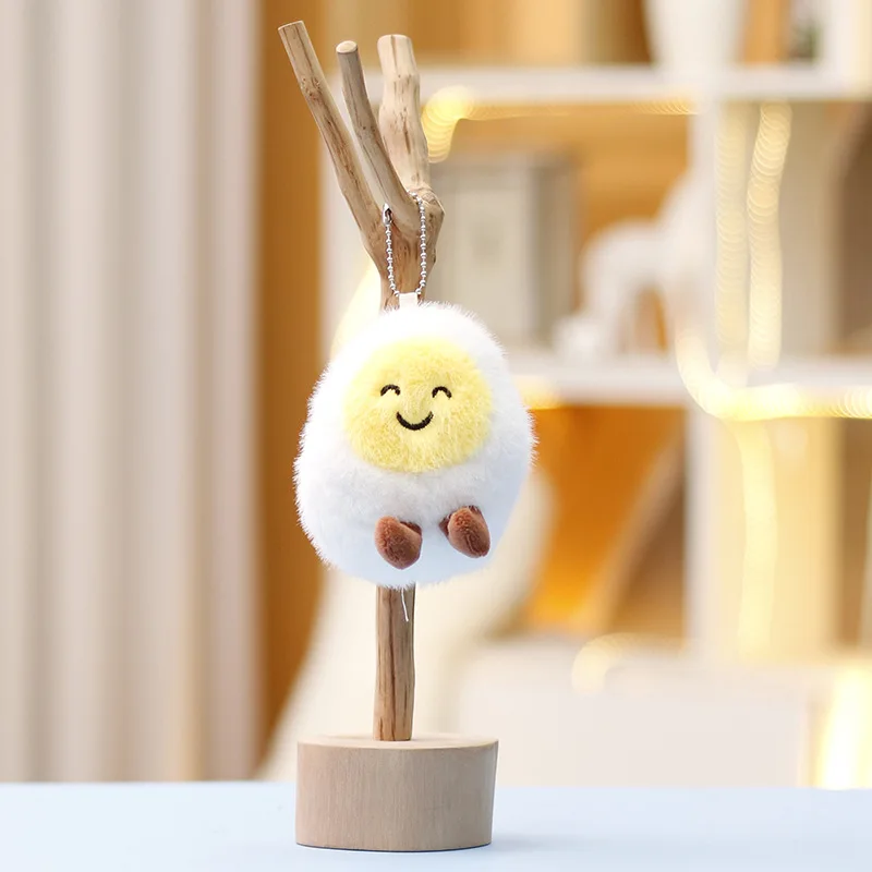 2026 Creative Plush Boiled Egg Cute Claw Machine Doll Bag Charm Keychain Small Accessory Adorable Creativity Gift