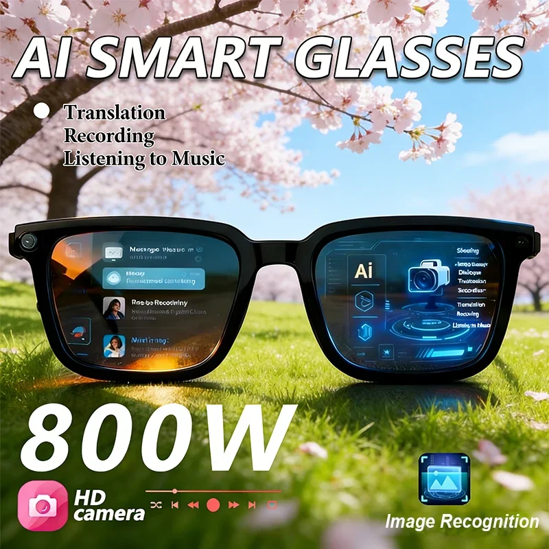 

2026 New AI Smart Glasses AI Translation 8MP HD Camera 4K Shooting Image Conversation Recording Listening To Music Smart Glasses