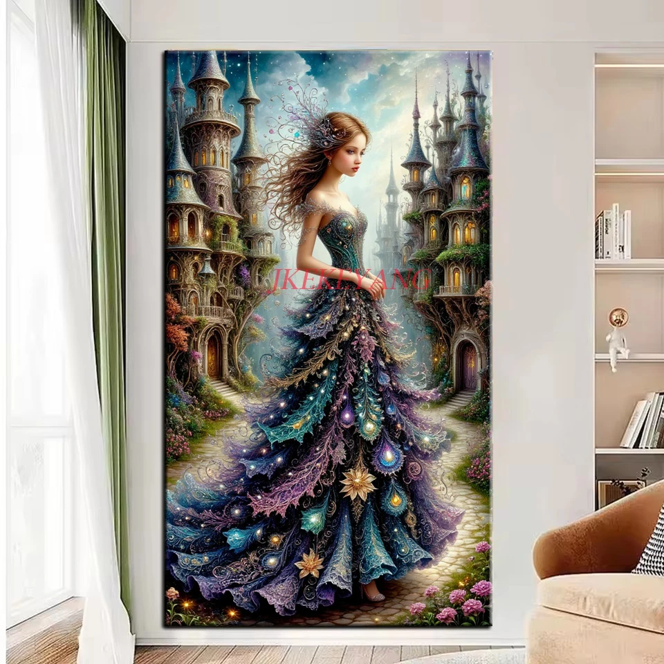 Beautiful Princess Girl Castle Landscape 100x200cm For Big Wall DIY Diamond Painting Cross Stitch Full Drills Diamond Mosaic Art