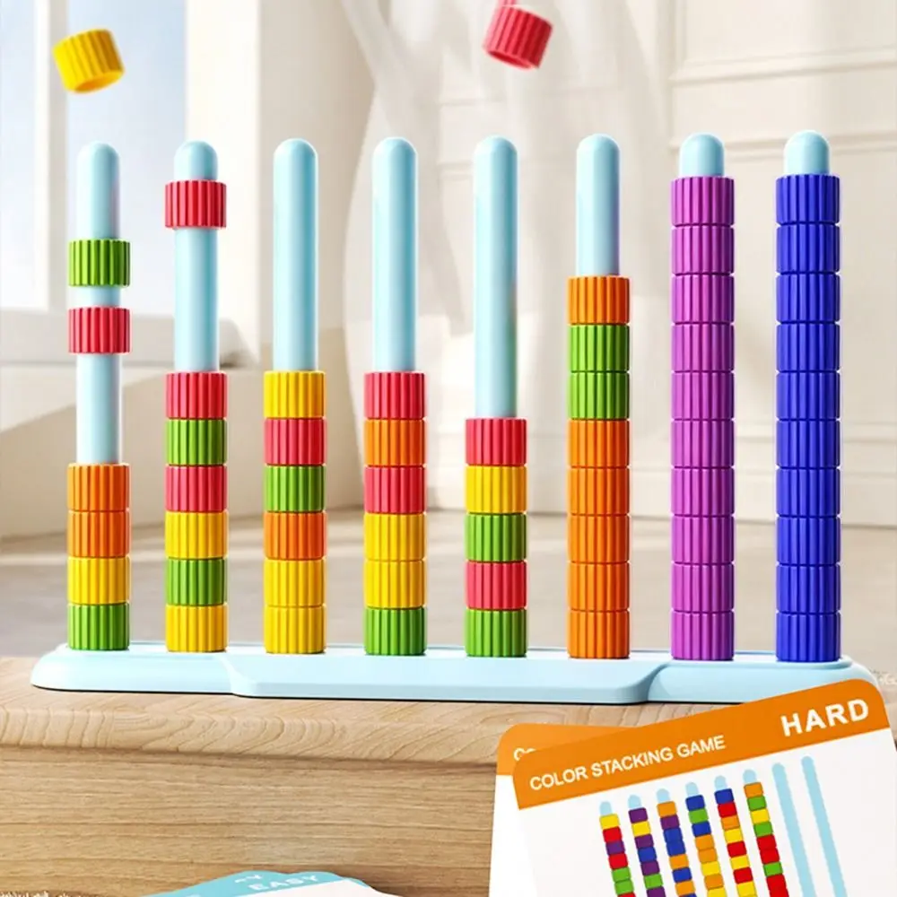 

Plastic Color Stack Challenge Game Reusable Hand Eye Coordination Color Matching Toy Color Matching Logic Training Board