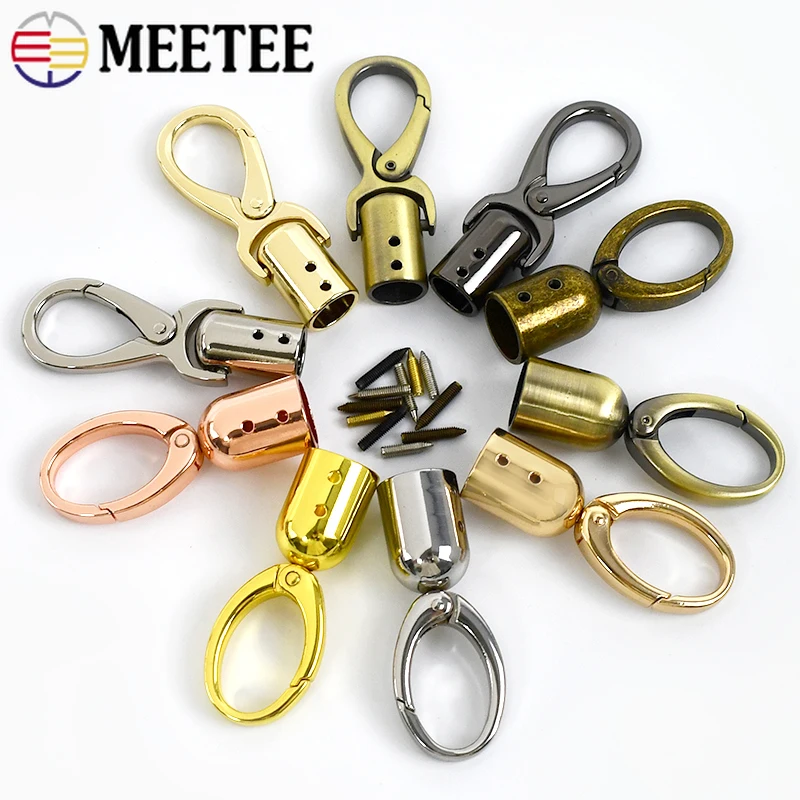 

Meetee 4/10Pcs Metal Buckles Bag Tassel Cap Cord Lock Screw Handbag Handle Strap Connect Hook Stopper Clip Clasp DIY Accessories