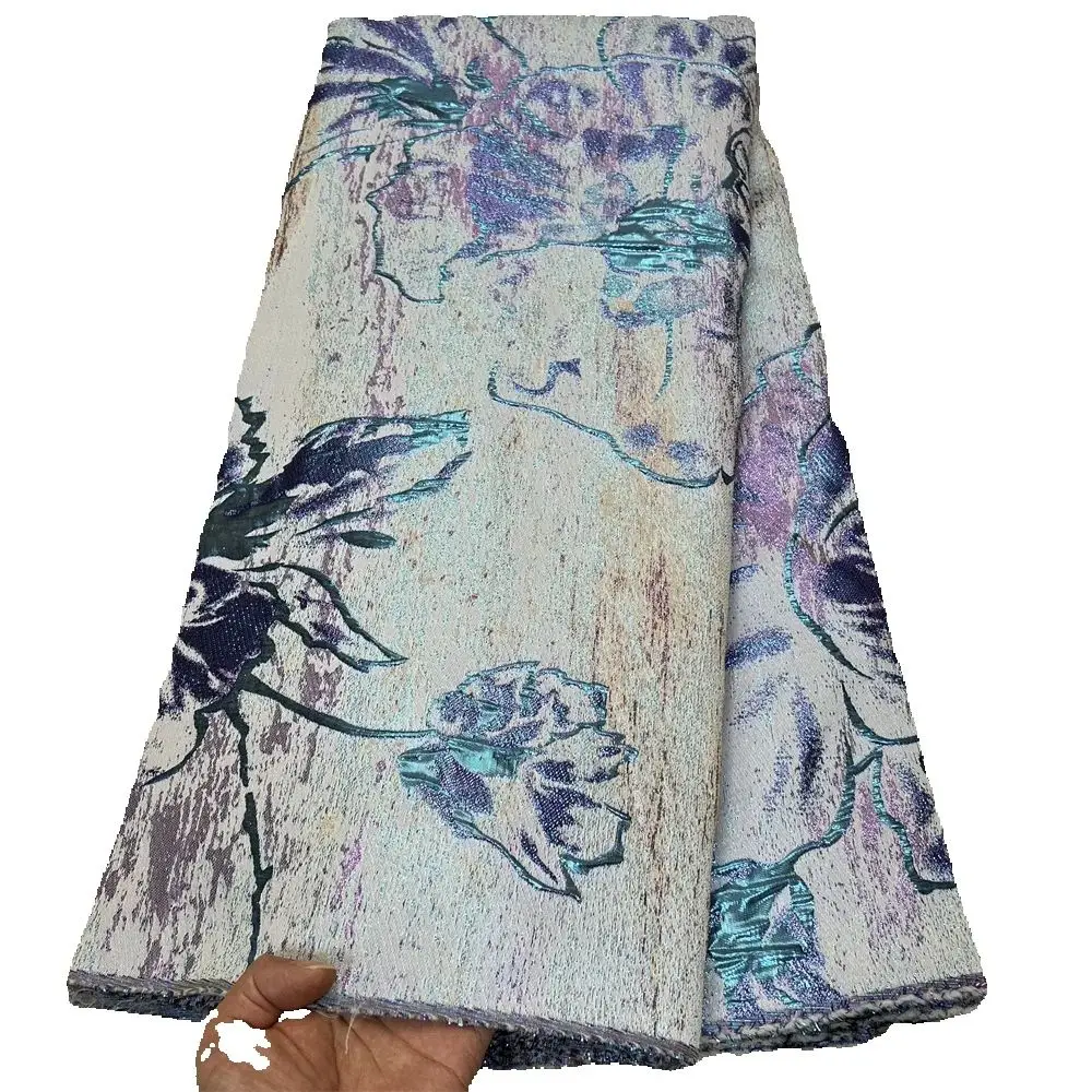 

Африканская жаккардовая парчовая кружевная ткань, вышивка, вечерние платья, черный, тюль, ткань на метр, высокое качество, дизайнер, 5 ярдов