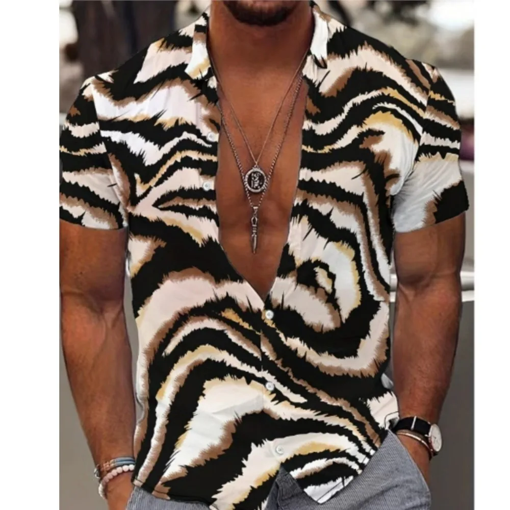Casual Blusas Men's Shirts Shirt For Man Menswear Clothing Men T-shirts All-match Retro Daily Holiday Vacation Contrast Gradient