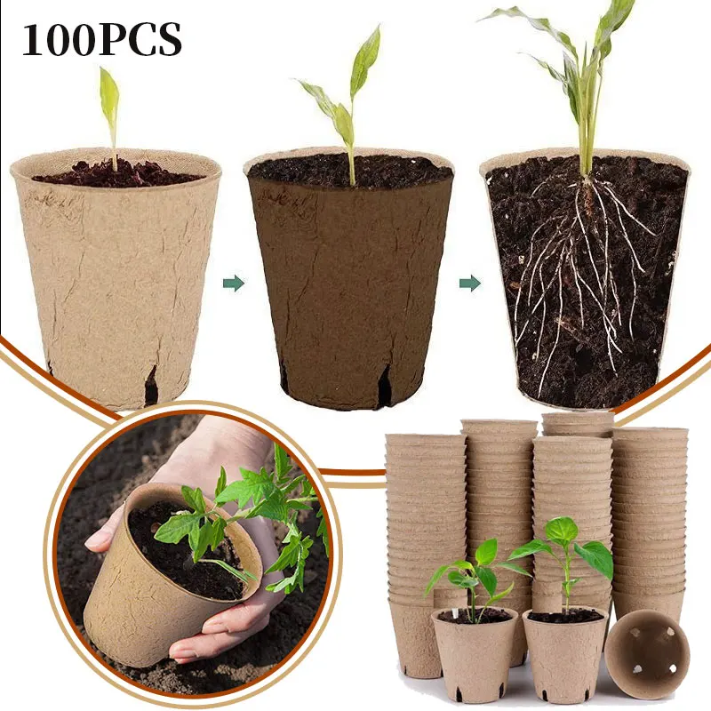 

100PCS Paper Planter Nursery Pot ,Biodegradable Plant Planter Succulent Seed Growing Nursery Pot Gardening Tools 8cm Nursery Cup