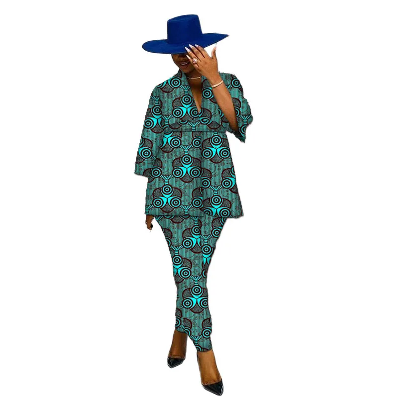 Original Design Women's Pant Suits Tailored Blazers With Belt Traditional Culture African Print Clothing