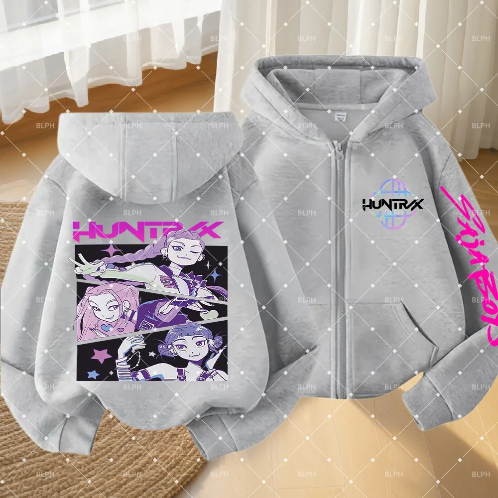 Stylish Kids Zip-Up Hoodie with KPop Demon Hunters Design, Cool and Trendy Children's Sweatshirt for Fashionable Little Ones