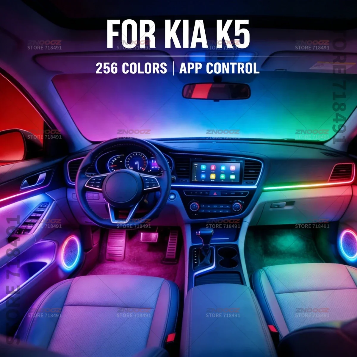 For Kia K5 22in1 RGB Car Interior Acrylic Car Ambient Lights RGB Hidden Acrylic Strip Decoration Atmosphere Accessories