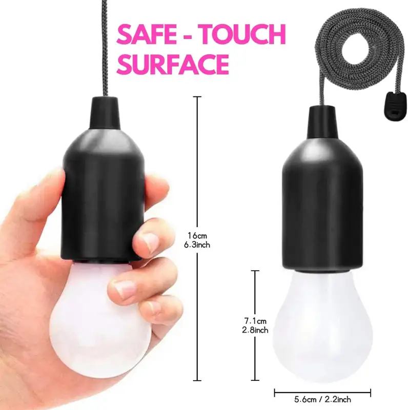 LED Pull Cord Light Bulb Battery Operated Portable Hanging Pull Cord Lamp Lantern for Camping Garden Party Emergency Home - Image 5