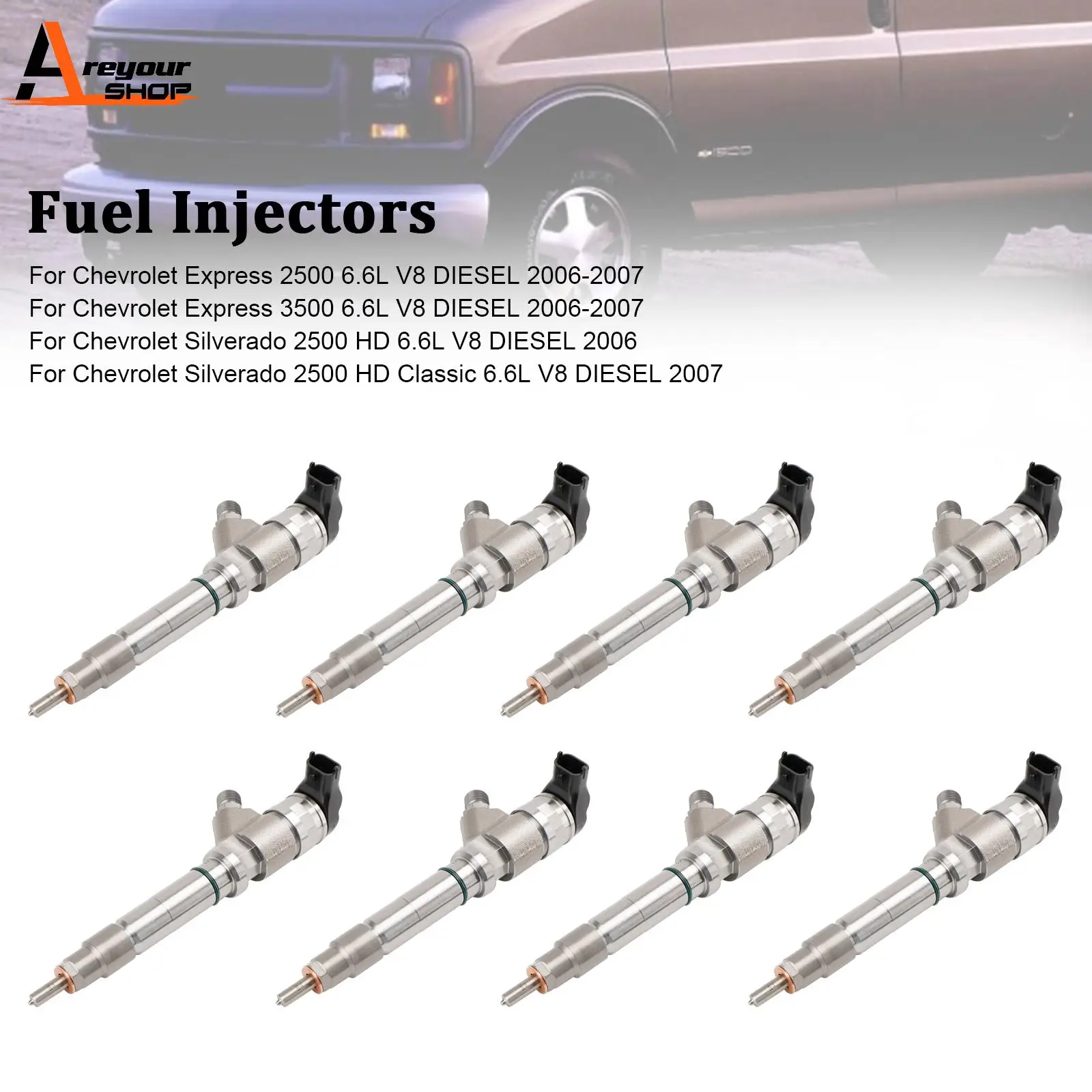 

Areyourshop 8PCS Fuel Injector 0445120042 Fit Chevy Fit GMC Duramax Hummer 6.6L 2006-2007