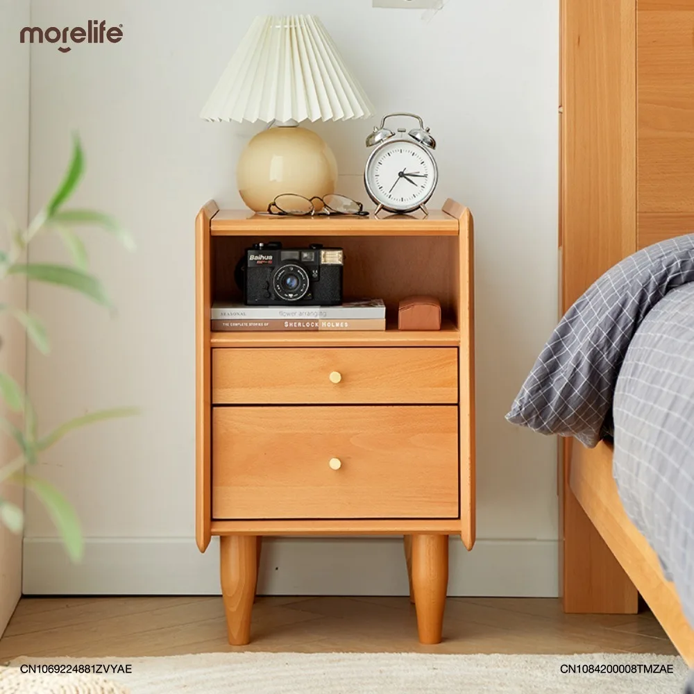 

Modern Minimalist Bedroom Small Nightstand Nordic Simple Storage Cabinet Solid Wood Ultra Narrow Bedside Cabinet Furniture F01+