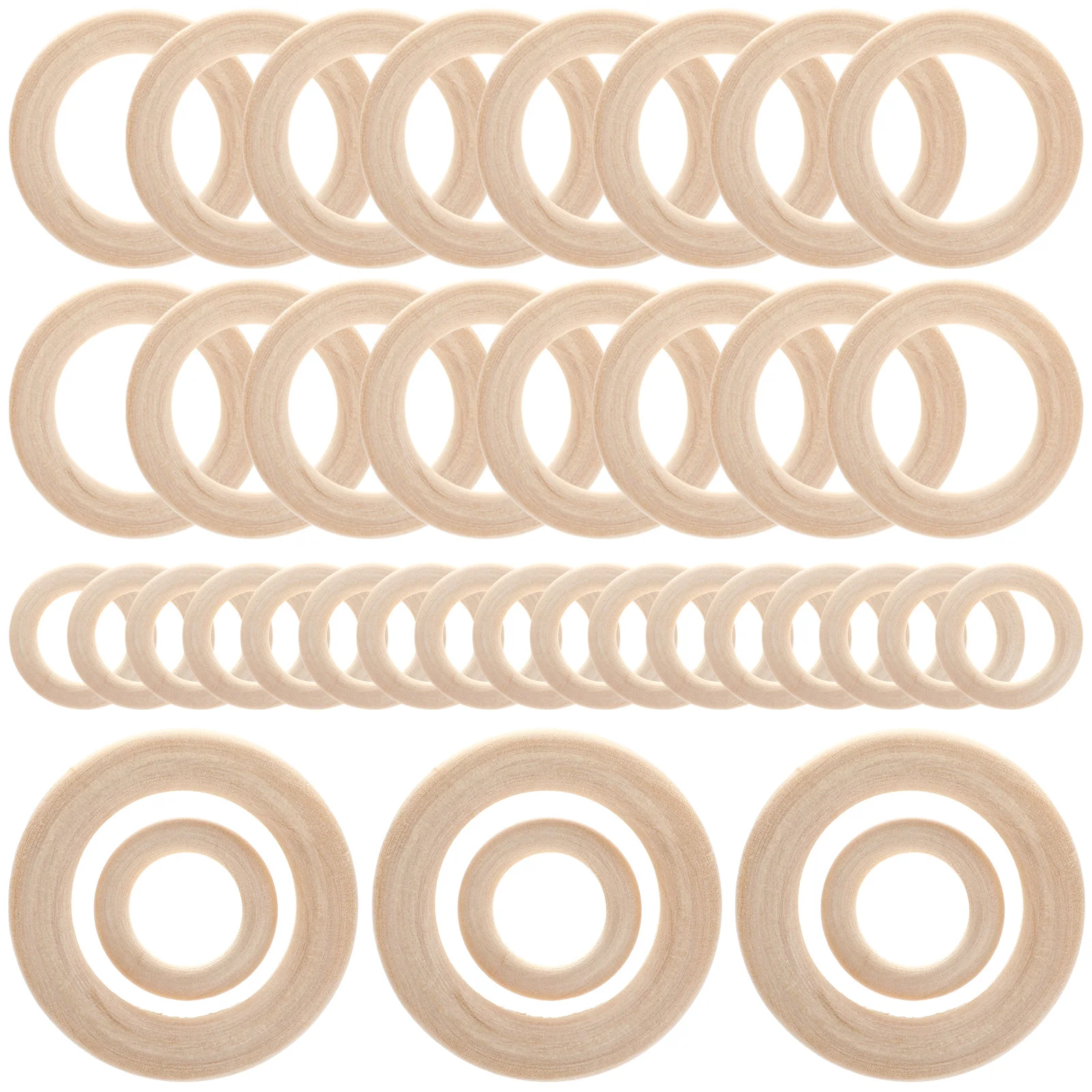 

40 Pcs Wooden Rings for DIY Crafts Jewelry Accessories Unfinished Wood Circles Macrame Hoops Pendant Making Strong Materials
