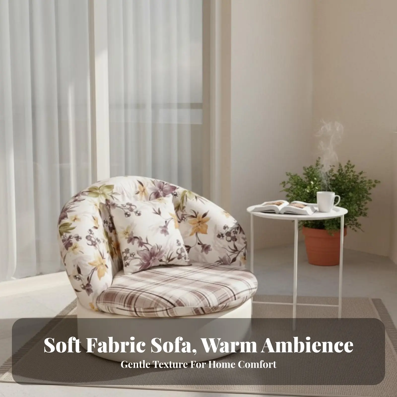 

Upholstered Round Armchair Removable and Cleanable Cover Upholstered Contoured Seat Modern Design Comfortable Padding