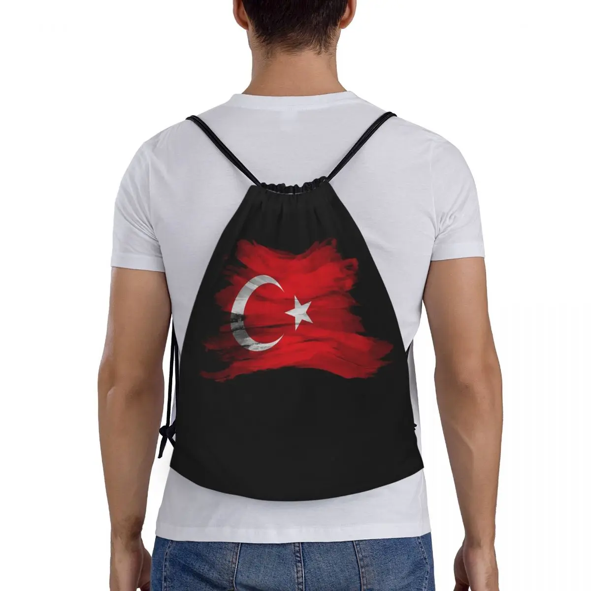 

The Republic Of Turkey Flag Backpacks Fashion Portable Drawstring Bags Sports Bag Book Bags For Travel School