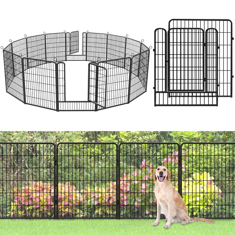 

Decorative Metal Garden Fence Panels Garden Fence with Gate Dog Fence 40" Height Animal Barrier Folding No Dig Fences Outdoor