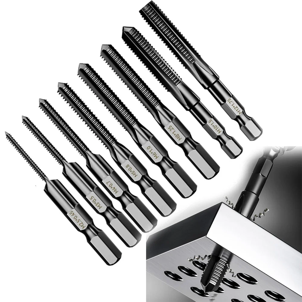 Tap Drill Bit M2.5/3/4/5/6/8/10/12 Hex Shank Thread Metric Tap HSS 6542 Hex Shank Threaded Bit Screw Machine Compound Tap view 6