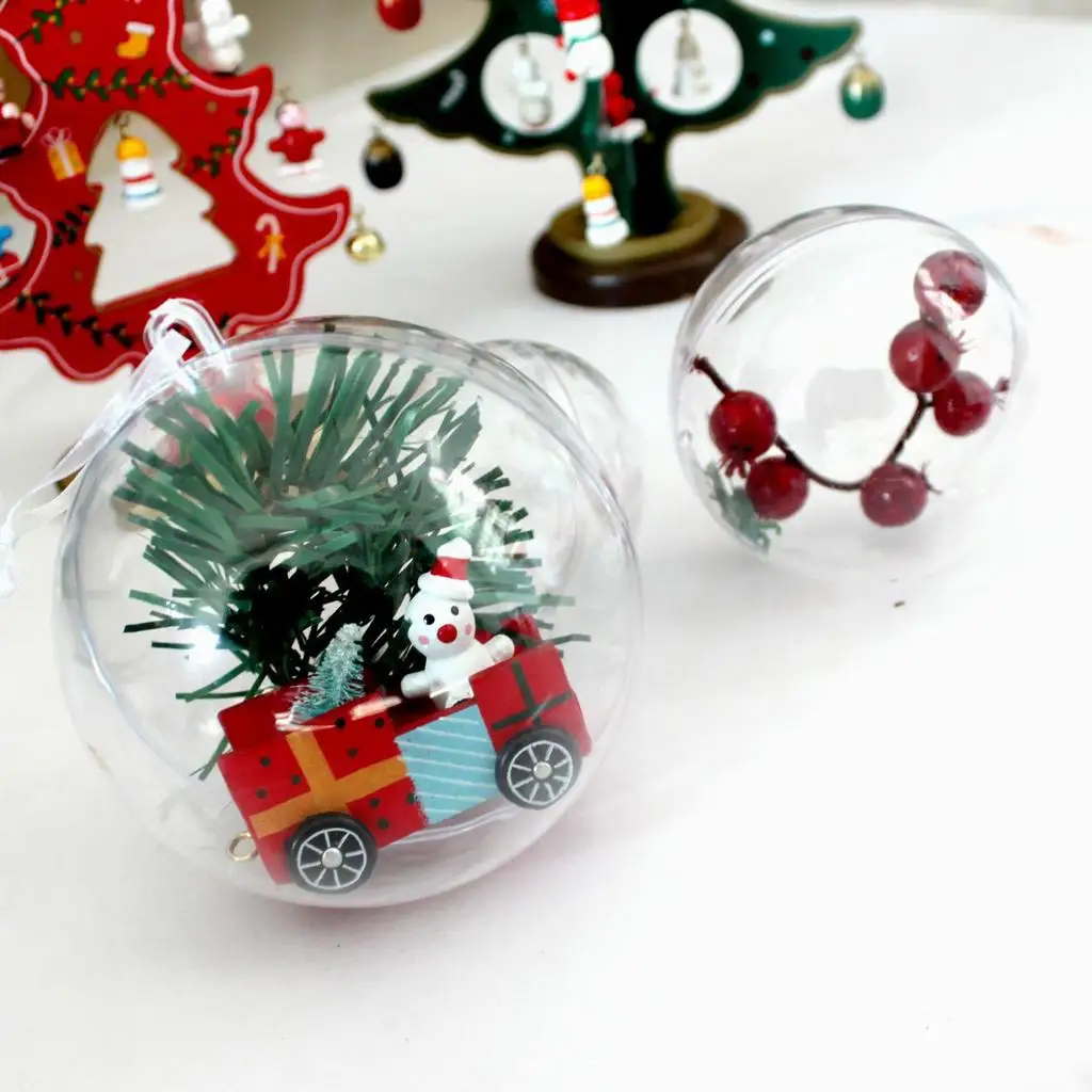 Transparent Refillable Ball Ornament Kit Plastic Spheres Christmas Tree Baubles for Home Decor and Party Crafts