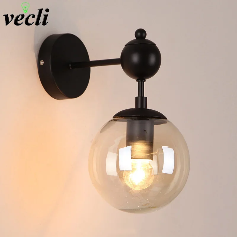 Modern style E27 LED Wall Lamps Nordic Glass Ball Wall Lights for Corridor Passage Bedroom Bedside Lamp Wall Sconces AC85-265V