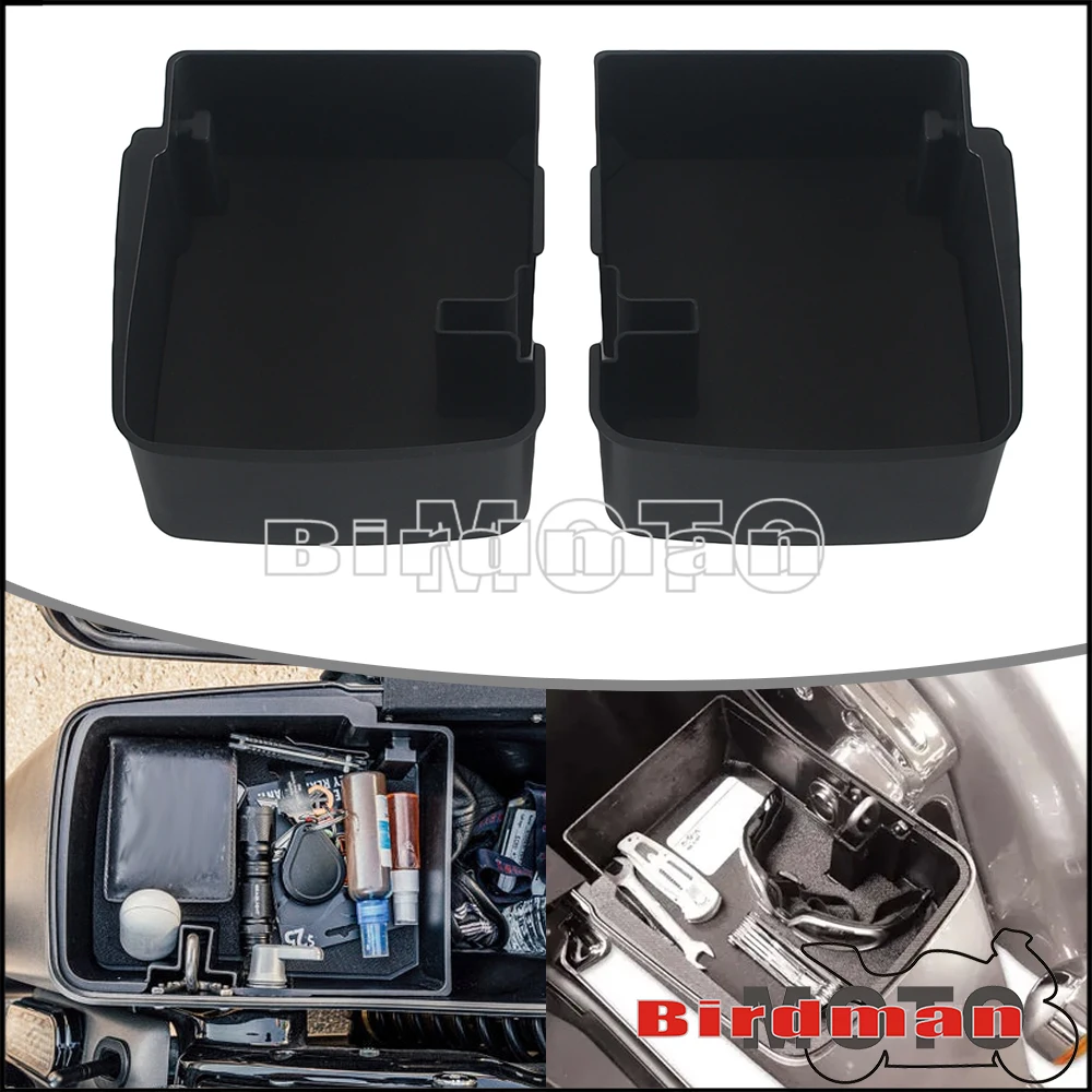 

For Harley Touring FLHR FLHT FLHX FLHFB FLHTK FLTRXST 2014-Up Motorcycle Saddlebag Storage Hard Saddle Bags Organizer Tray Shelf
