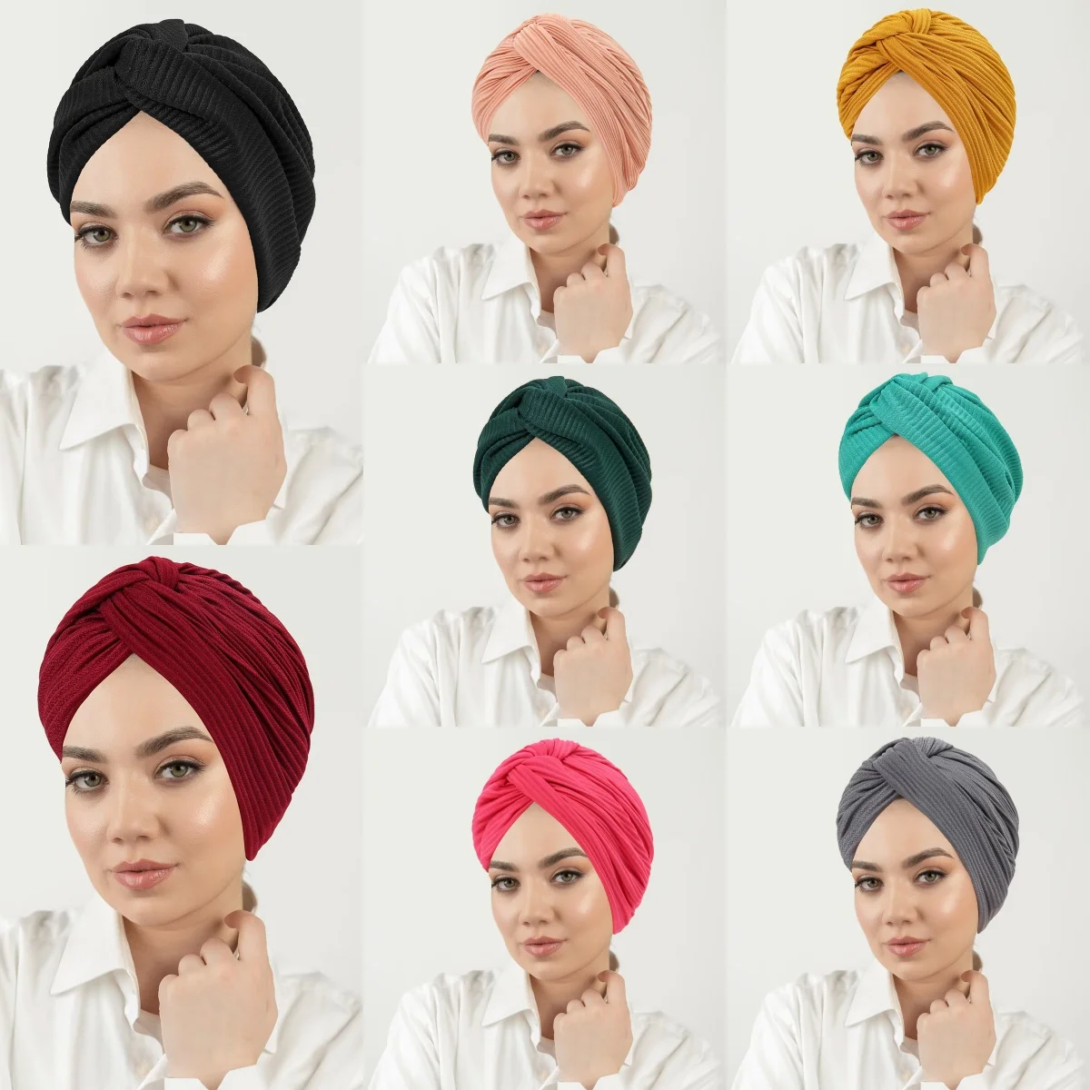 

2025 New Women Turban Indian Hat Muslim Hijab Beanie Bonnet Hair Loss Headscarf Chemo Cap Headwear Bandanas Turbante Mujer