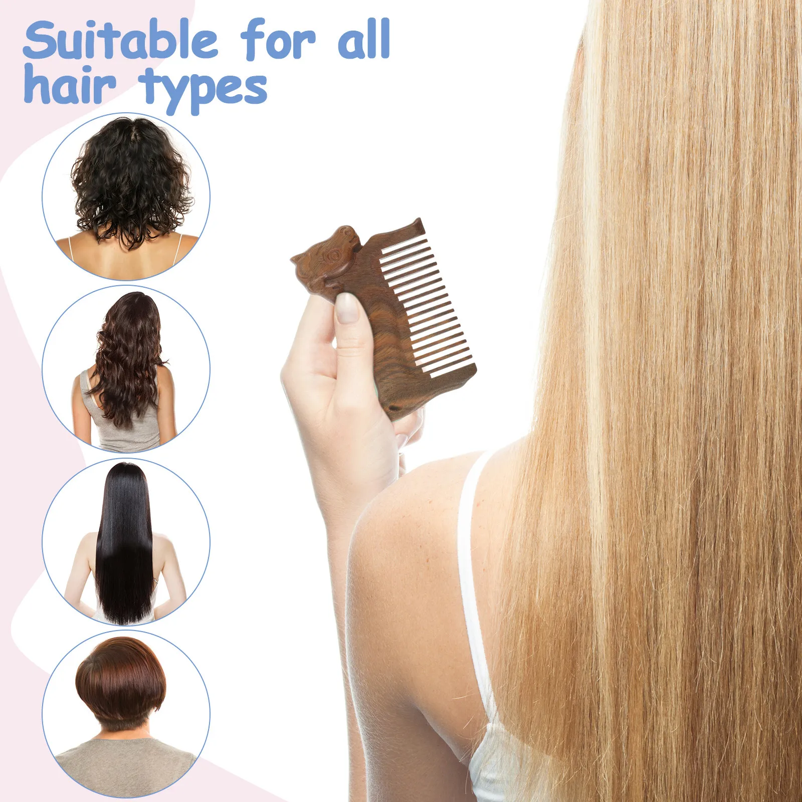 

Sandalwood Horse Wood Comb Portable Wide Tooth Anti Static Scalp Massager Travel Mini Pocket Comb Wood Hair Combs for Women