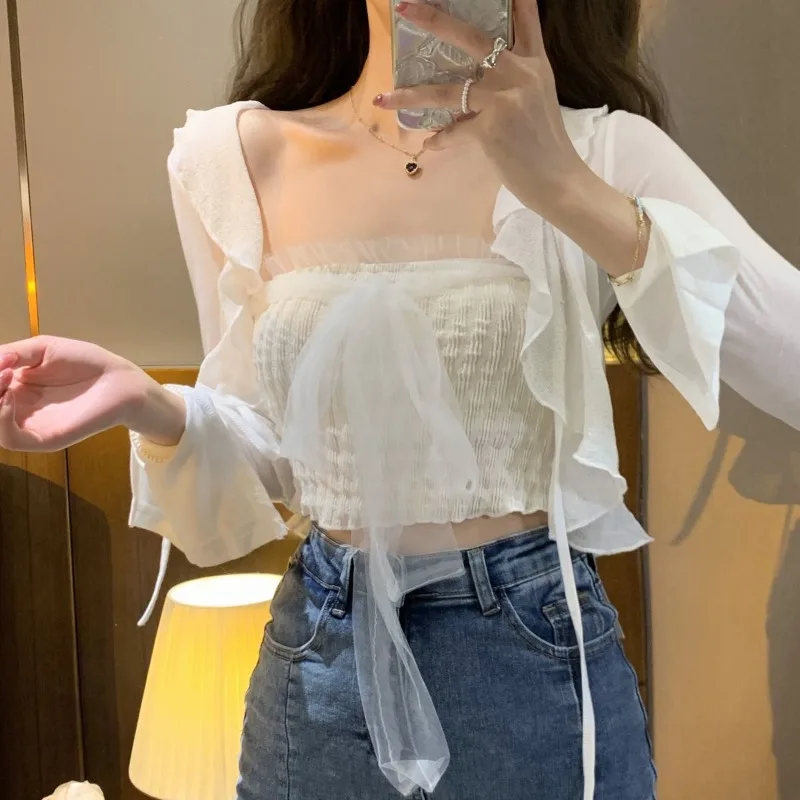 Camisole Women Lace-up Creativity Casual Basics Modern All-match Sweet Korean Style Special Seductive Adorable Simple Elegant