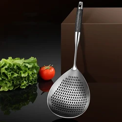 Stainless Steel Large Colander Fine Holes Skimmer Long Handle French Fries Strainer Home Gadget Kitchen Utensils Cooking Tools