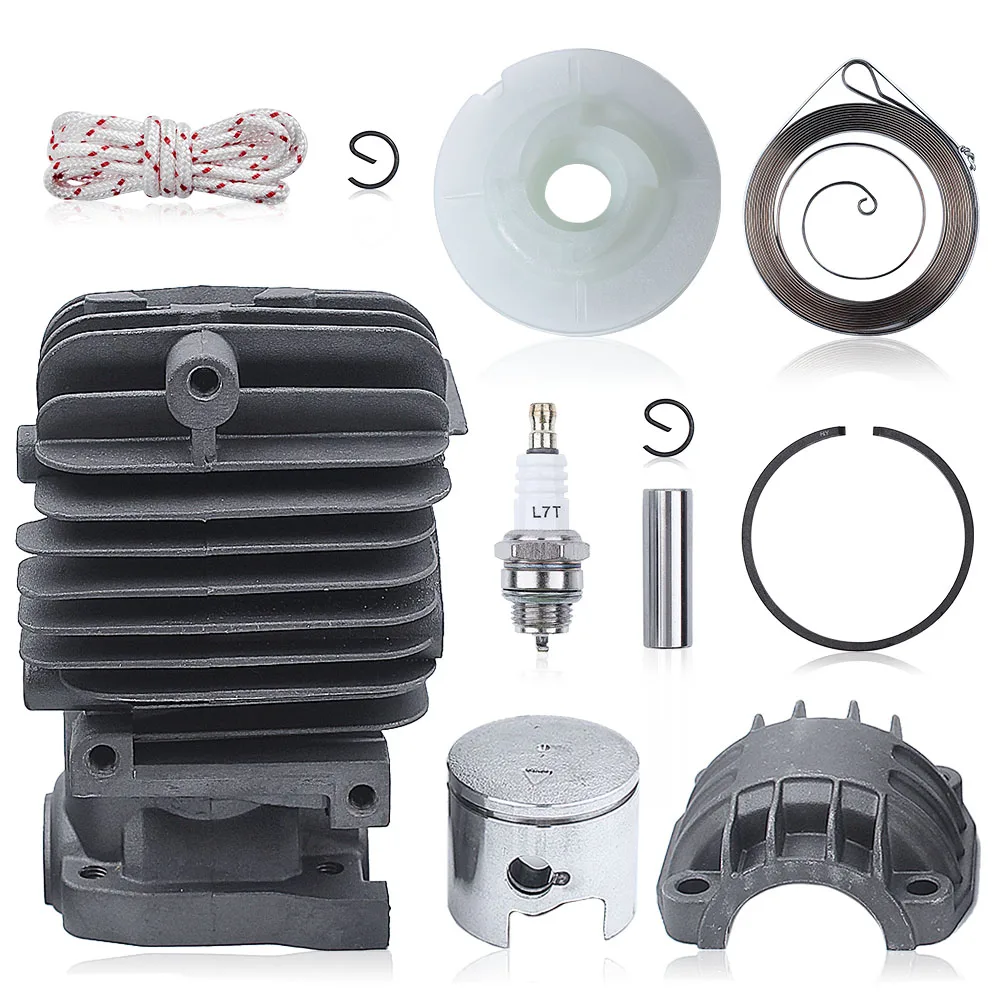 34mm Cylinder Piston Engine Pan Base Kit For Chinese 2500 25cc Recoil Starter Pulley Spring Rope Spark Plug Chainsaw Part