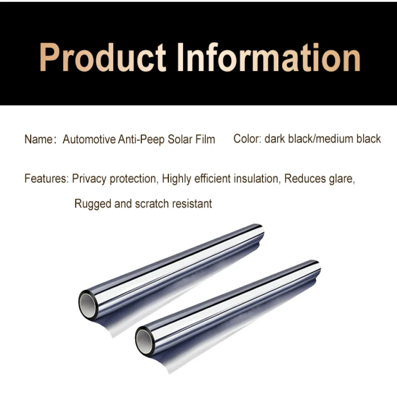 Anti-Peeping Sun Film, Auto Sun Film, Fácil Instalação, Alta Transmitância
