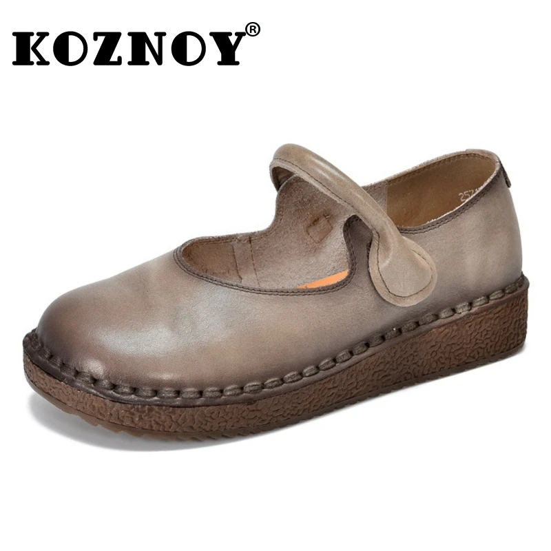 

Koznoy, удобные женские туфли из коровьей кожи 3 см с круглым носком в стиле ретро, эргономичные летние мягкие туфли на плоской подошве для отдыха, лоферы с крючком, этническая обувь
