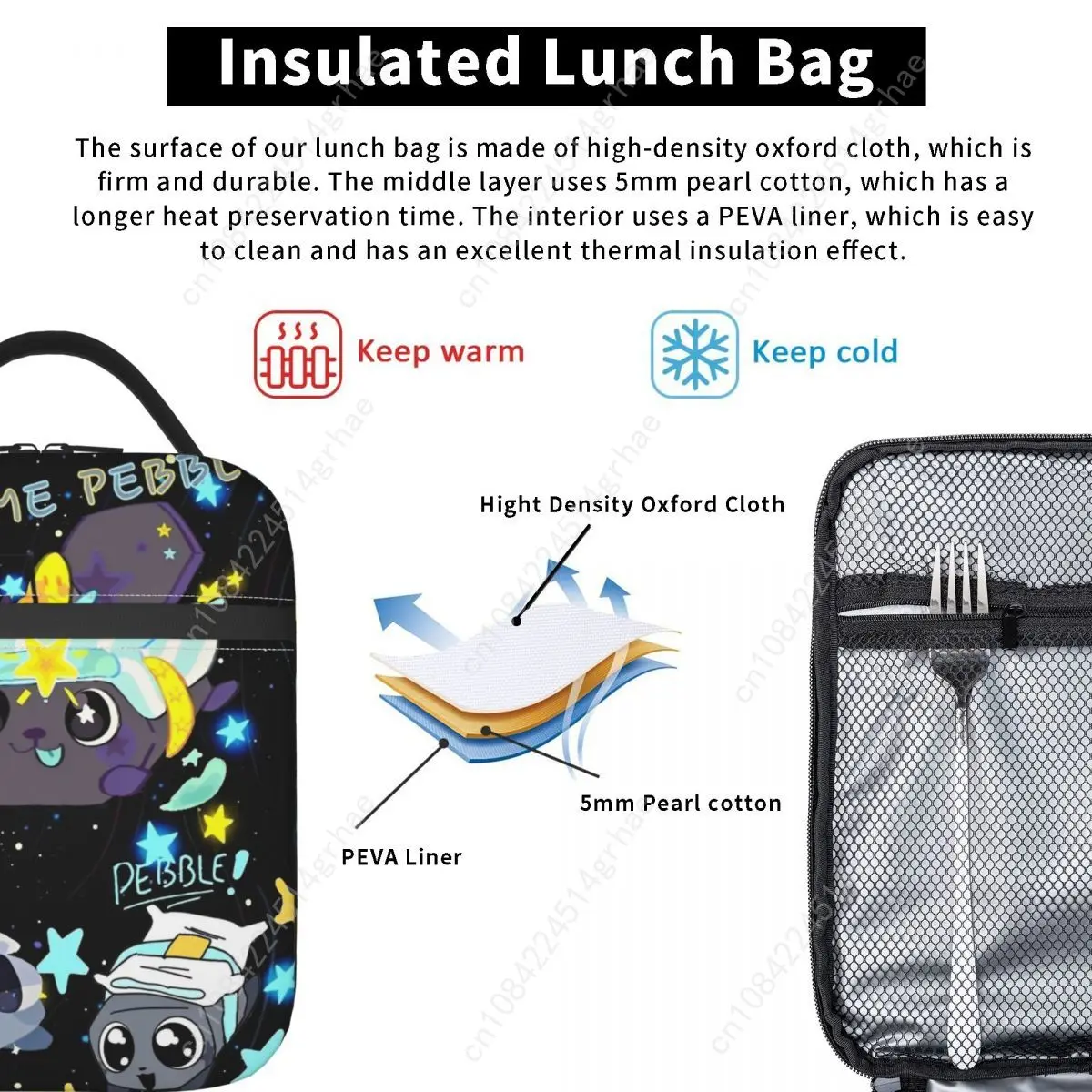 Dandys World Pebble Insulated Lunch Bags Food Container Bags Portable Thermal Cooler Lunch Box For Picnic