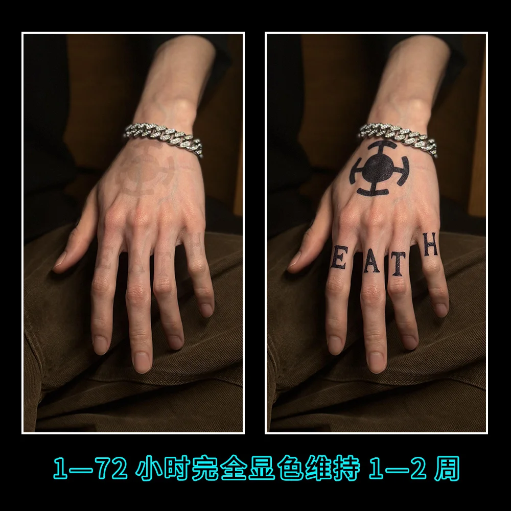 Anime One Piec Trafalgar D. Water Law Opisthenar Cosplay Adesivo per tatuaggi Adesivo temporaneo impermeabile Accessori per personaggi