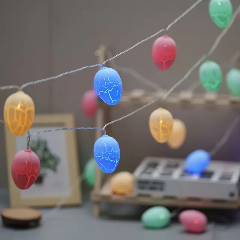 10/20/40 résurrection colorée œufs craquelés décorations de pâques lumière LED chaîne lampe Festival éclairage cordes salle décor de pâques