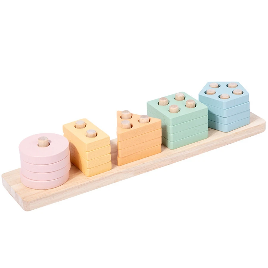 Montessori Wooden Color Sorting Stacking Toys Makron Puzzle For Toddlers And Kids Preschool Fine Motor Skill Toy For 1 Years