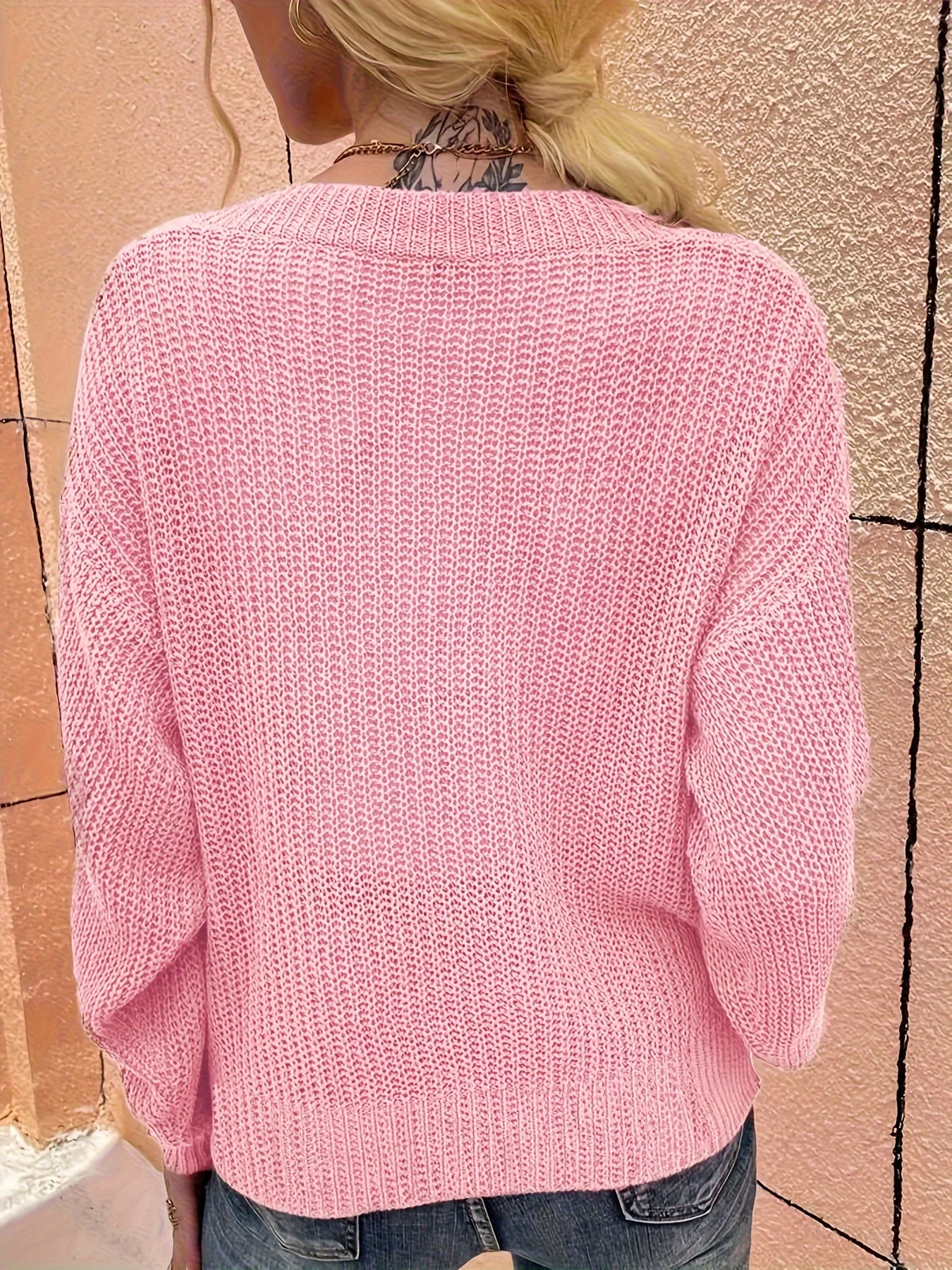 سترة نسائية كبيرة محبوكة كاجوال مريحة كبيرة الحجم سترة تريكو عصرية فضفاضة