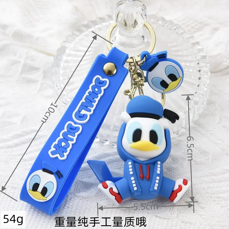 MINISO Cute Disney Donald Duck Mickey Mouse Stitch Pooh Bear Keychain Cartoon Keyring Hanging Couples Bag Pendant Small Gift