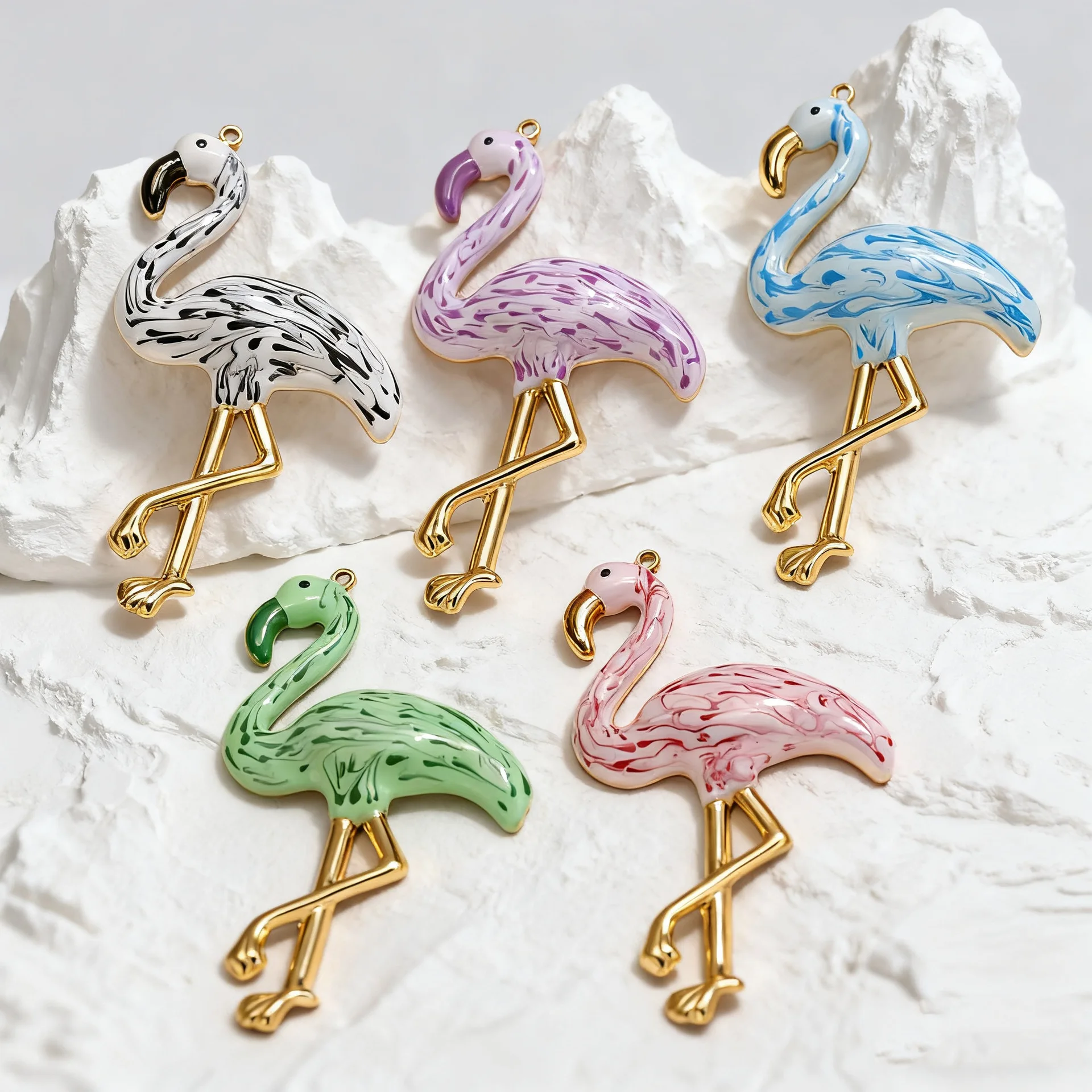 

1Pcs Colorful Oil Drip Flamingo Pendant Stainless Steel DIY Handmade Jewelry Accessories Animal Shaped Necklace Bracelet Charm