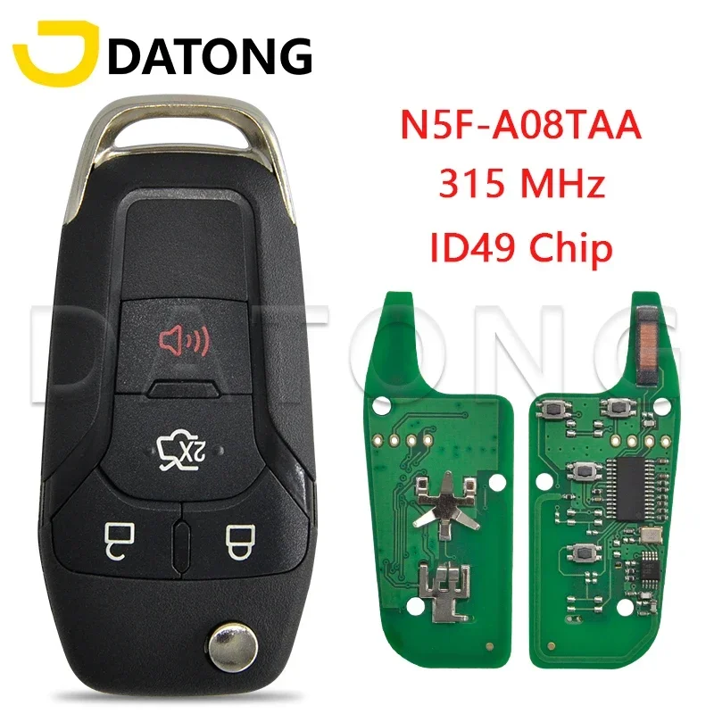 Datong World Car Remote Key Fit For Ford Escort ID49 Chip 315 Mhz Auto Smart  Control  Flip Blank