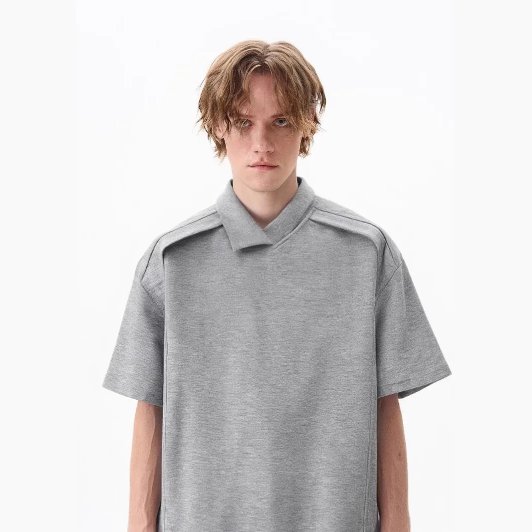 T-shirt à manches courtes pour hommes, chemise d'été Cleanfit à manches courtes, col irrégulier, Design Mature, coupe cintrée, polyvalent, pour le bureau