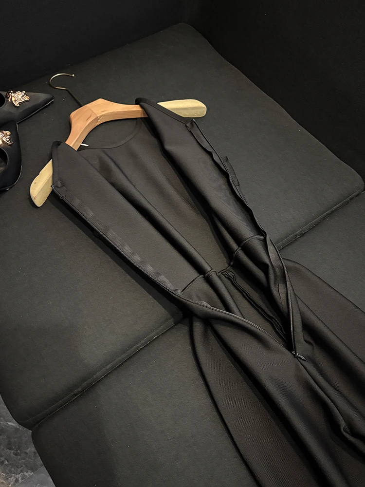 

High Waist Slim Fit Dr without Sves round Ne Highlighting Body ape Wide Leg Pants U83 Premium Women's Wear