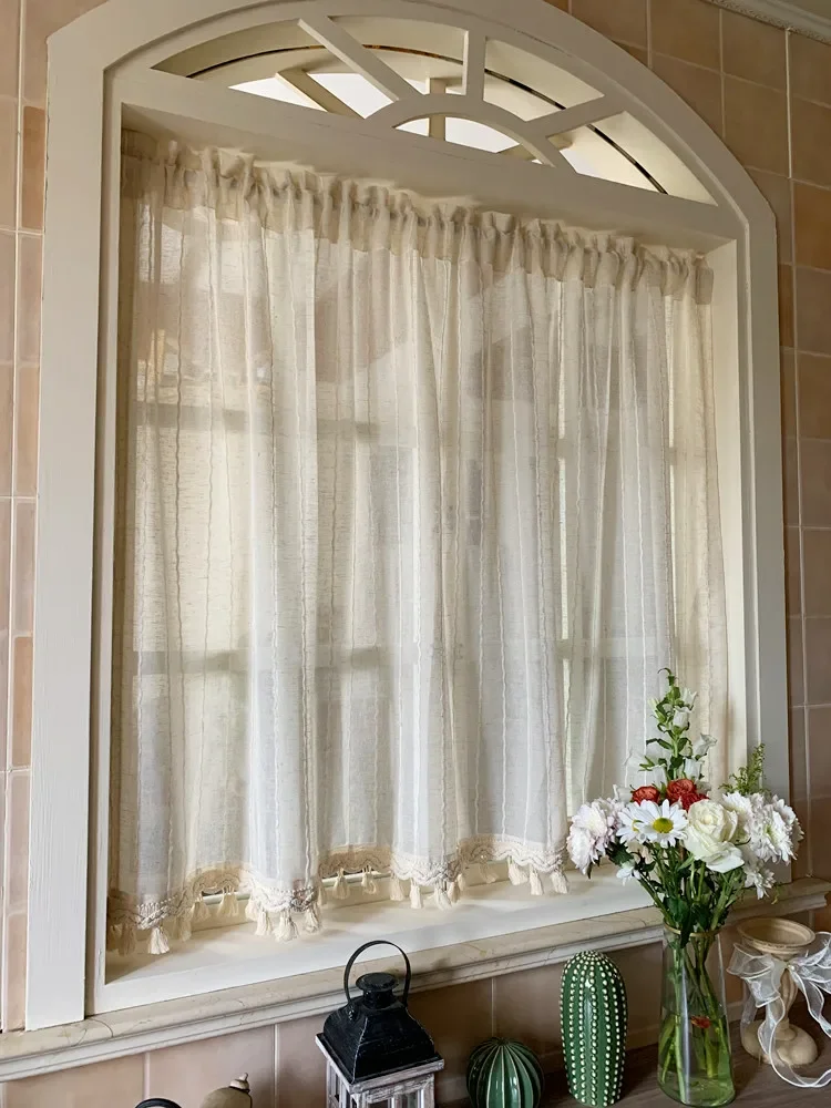 American Nordic Roman Blinds Vertical Linen Lifting Window Tulle Sheer Curtains for Living Room Bedroom Dining Door Kitchen
