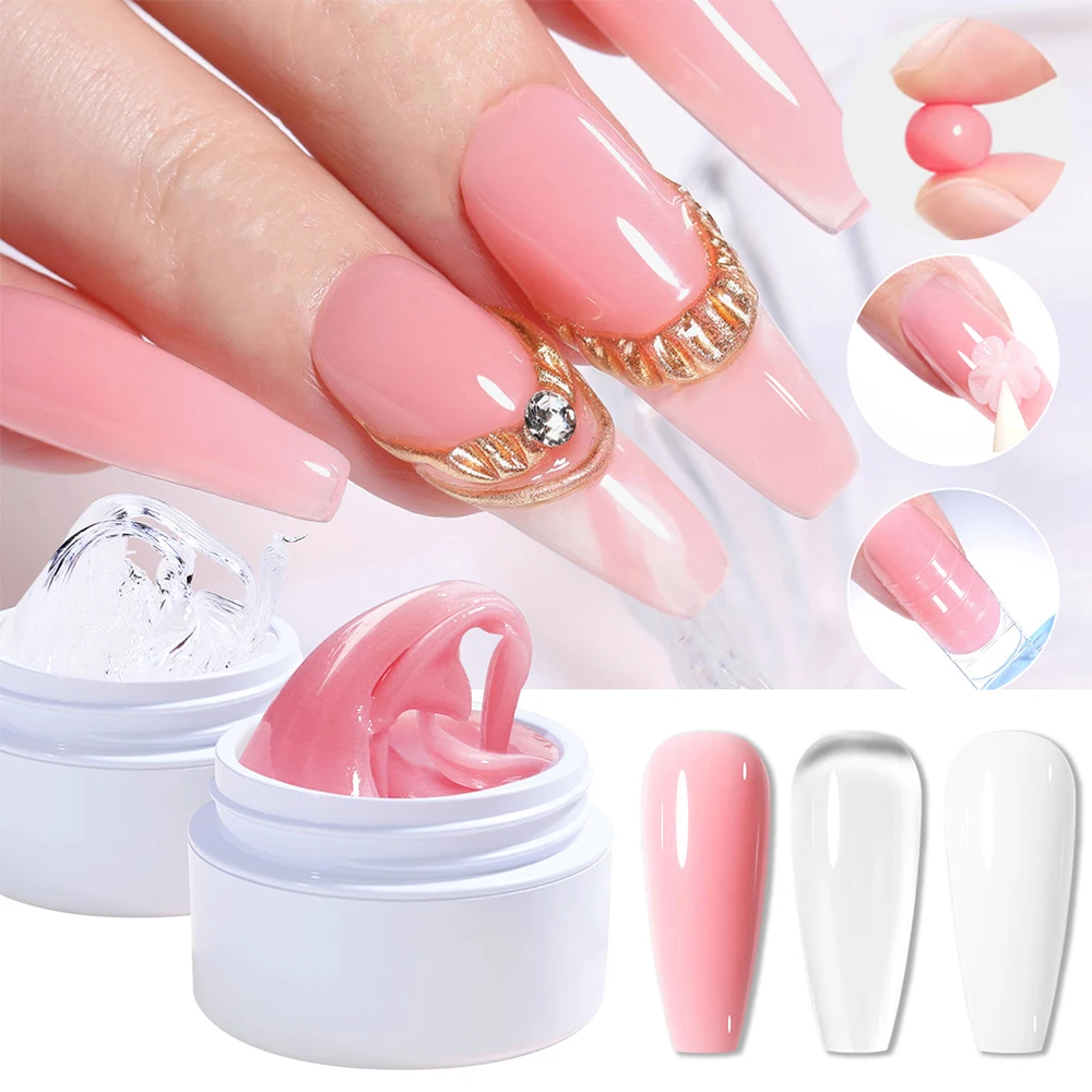 7/15ml Clear Non Stick Hand Solid Extension Nail Gel Pink/Clear/White Soak Off UV LED Acryli Gel  Carving Flower Nail Art Gel