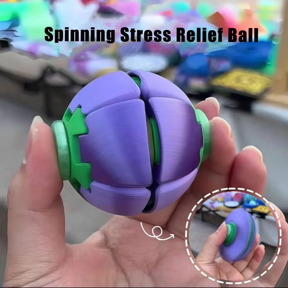 3D-Gedruckter Press-To-Spin Fidget Ballone Click Deform Fidget Spinner Ball, Sanft Rotierender Stressabbau-Sensorik-Spielzeug in Zufälliger Farbe
