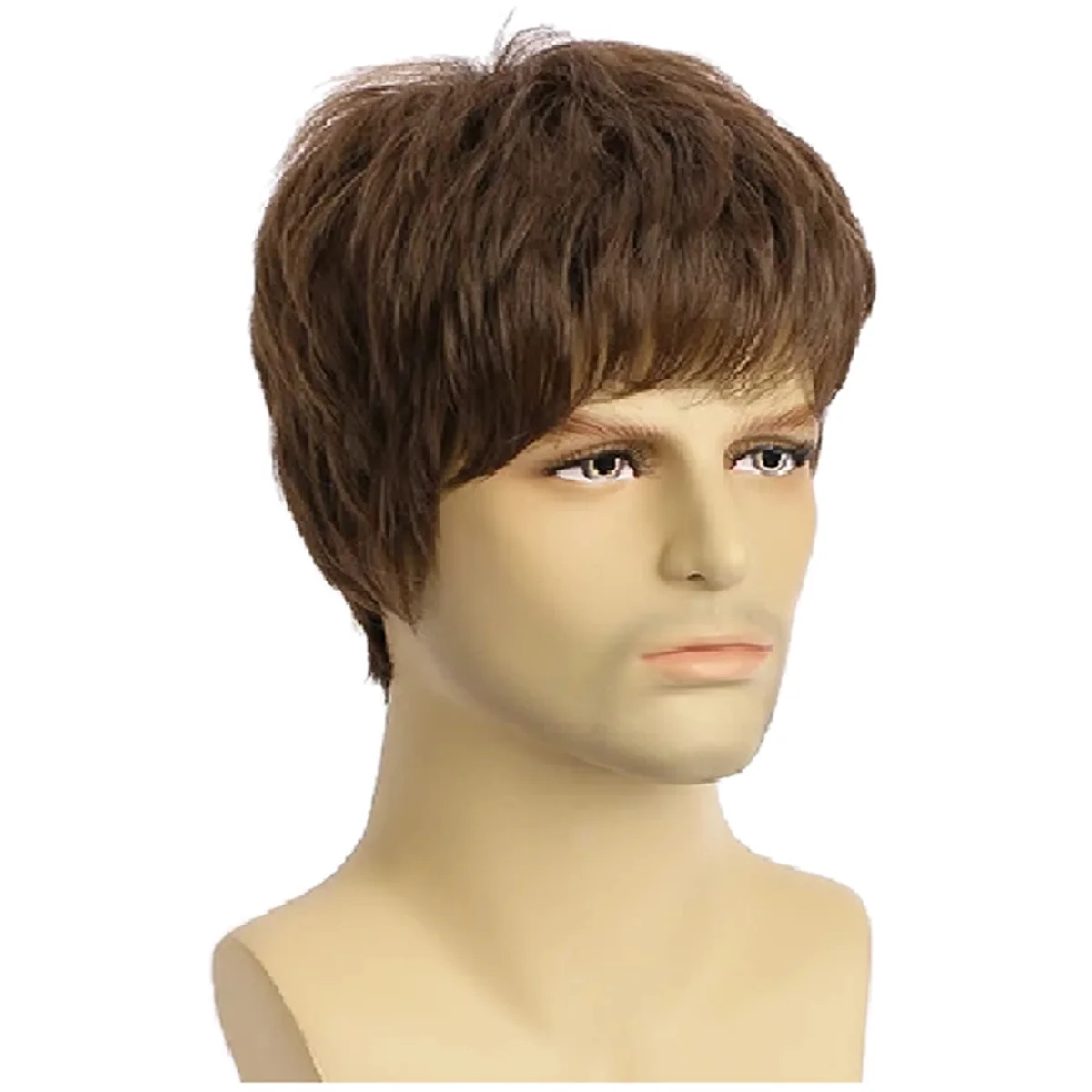 Short Natural Curly Hair for Male Young Men Heat Resistant Fiber Synthetic Wigs