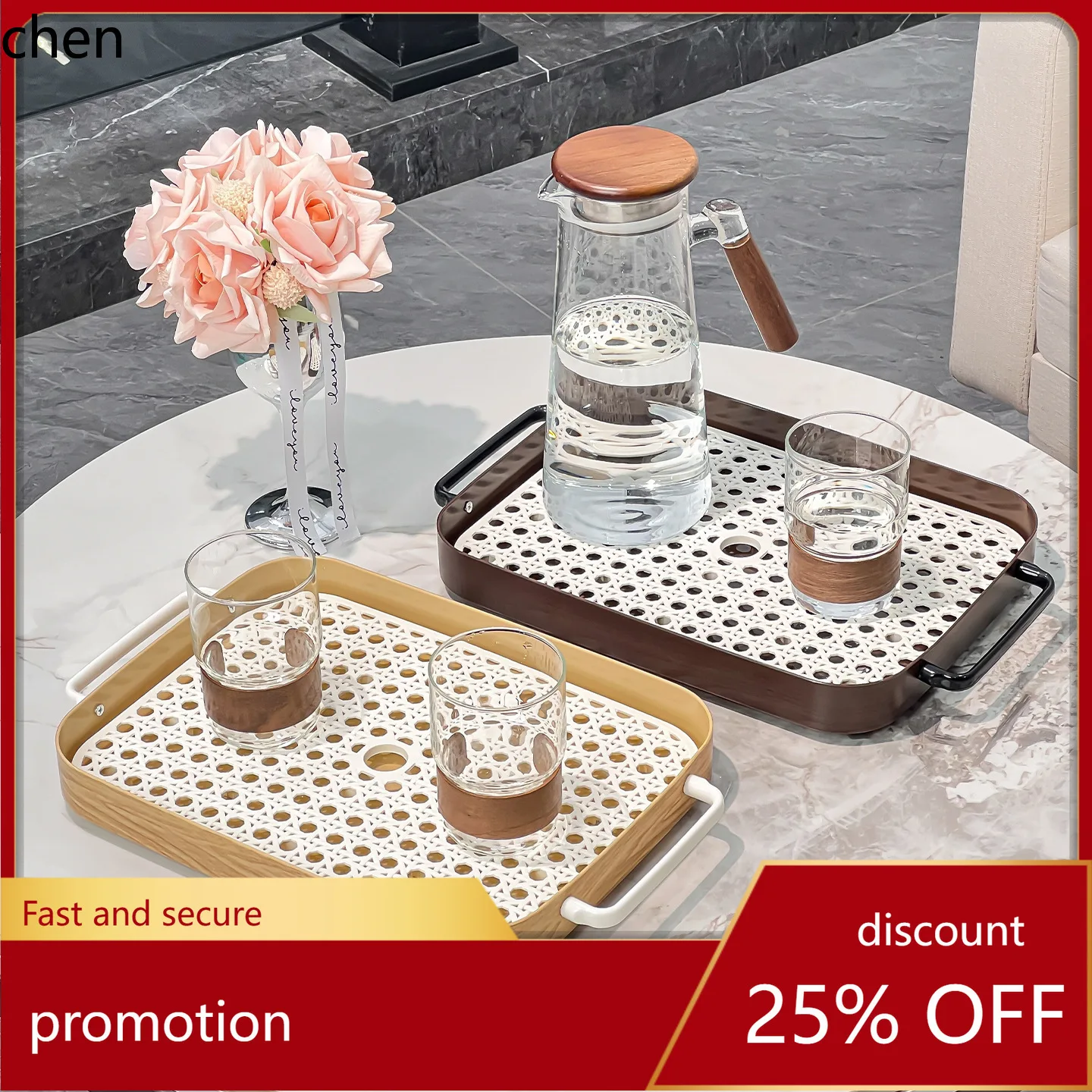 

Hxl tea tray - rectangular storage rack for living room coffee cups, teacups, and drying trays