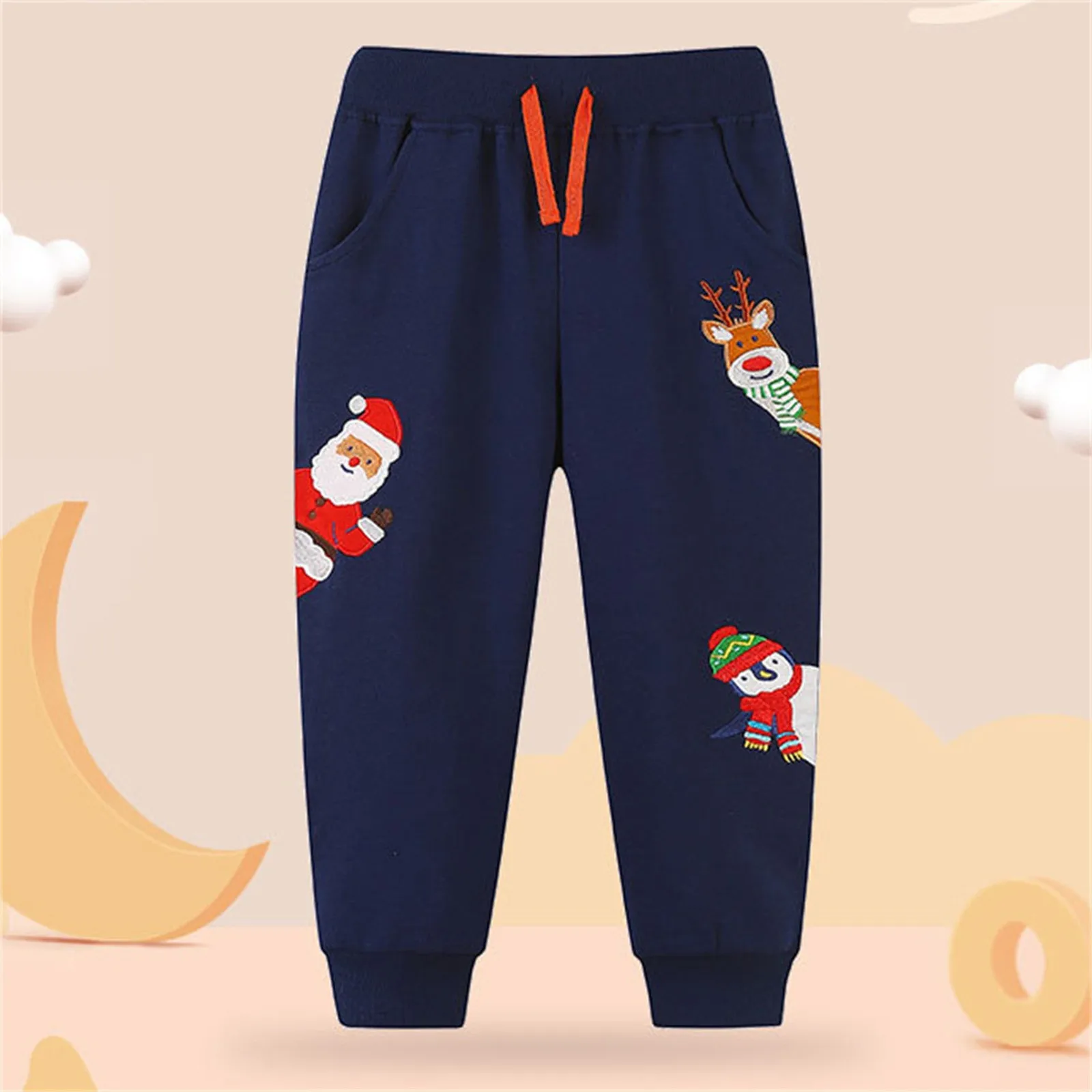 

Jumping Meters 2-7T Girls Sweatpants Christmas Pattern Print Children's Clothing Full Length Drawstring Costume Baby Trousers