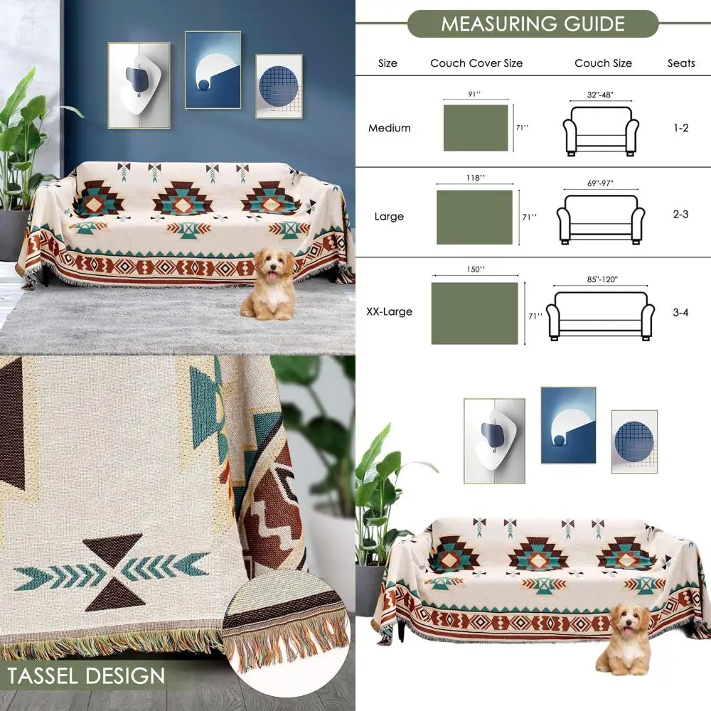 

Двустороннее богемное одеяло для дивана — объемный декоративный чехол для дивана для детей и домашних животных (большой)