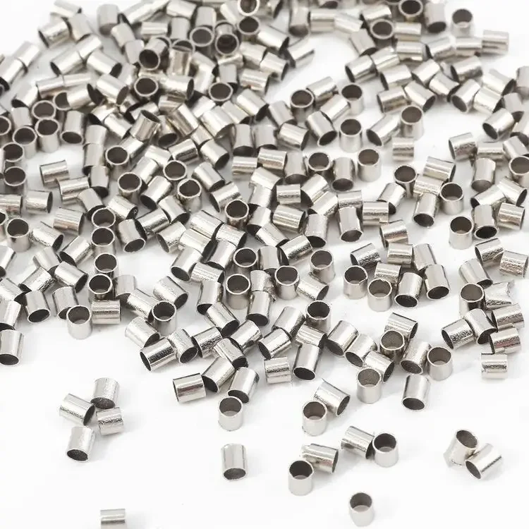 500pcs 1.5 2.0mm Gold Silver Color Tube Crimp End Beads Column Cord Cover Tips End Platinum Clothing DIY Accessories